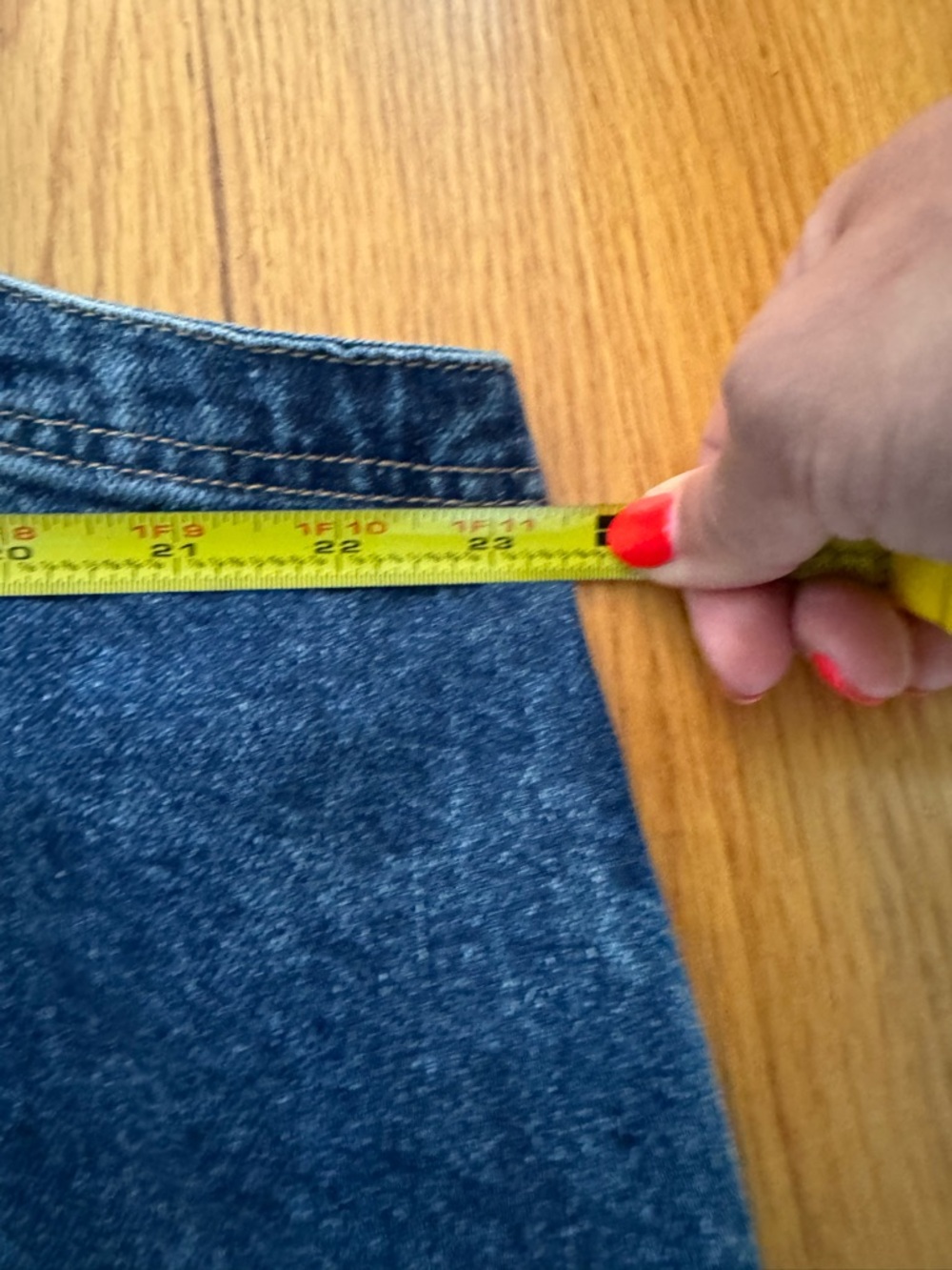 We The Free Blue Denim Overall Mini Dress with Front Patch Pockets, XL - Picture 7 of 8